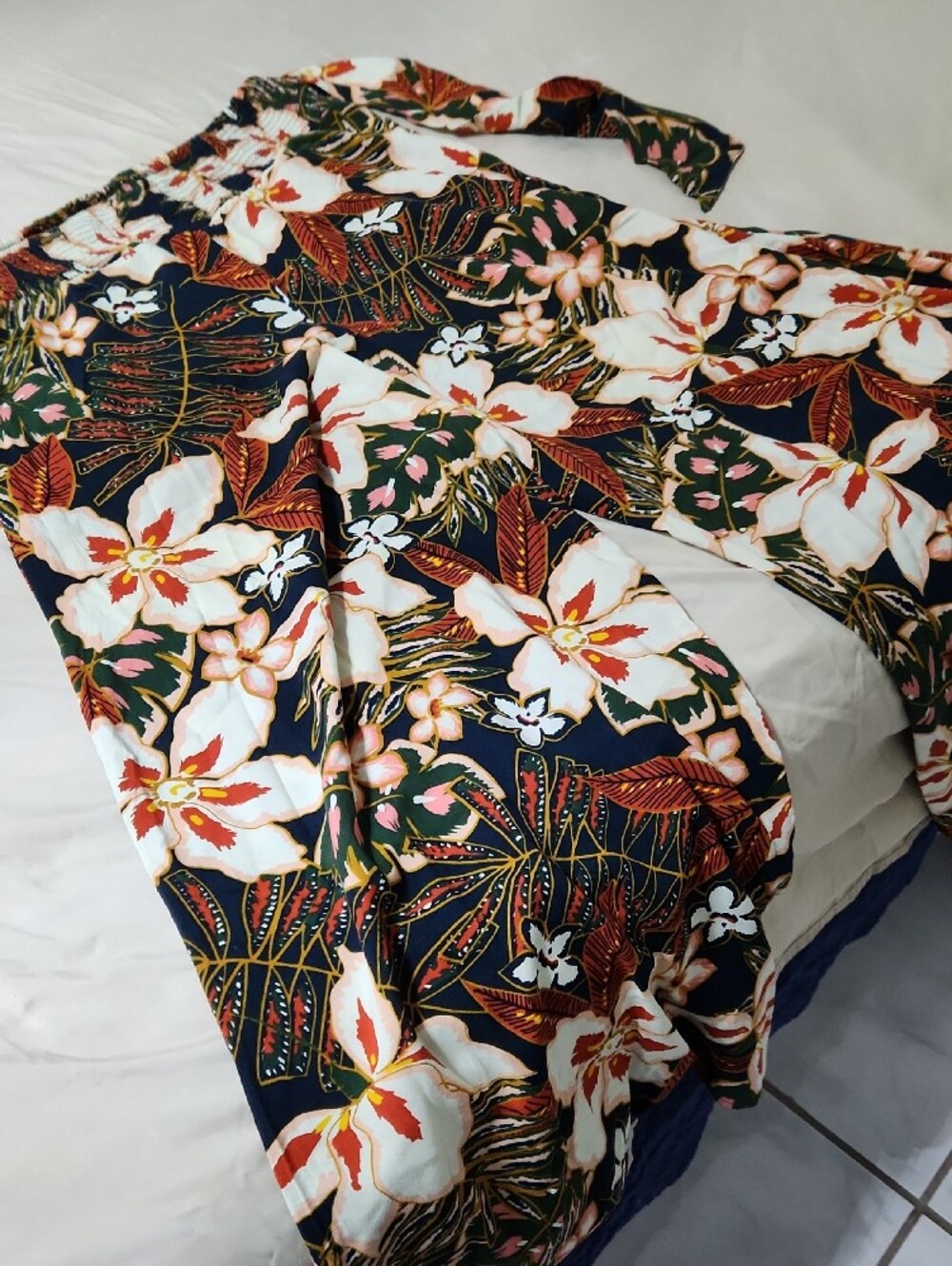 Patrons of Peace Wide Leg Floral Pants — Navy, White, Green, Pink - Picture 9 of 10